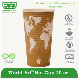 World Art Renewable Resource Hot Drink Cups, 20 oz, Tan, 1000/Carton