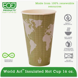 World Art Insulated Hot Cups, 16 oz., Light Green, 600/Carton