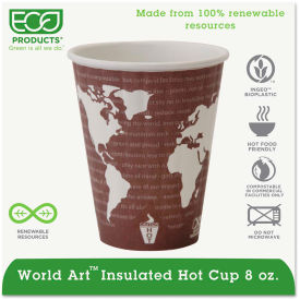 World Art Insulated Hot Cups, 8 oz., Maroon, 800/Carton