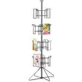 4 Tier Wire Countertop Magazine Spinner, Chrome/Black
