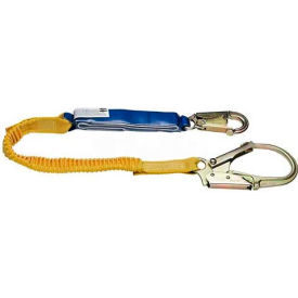 DeCoil Stretch Lanyard, 6'L, Snaphooks W/ Rebar Hook