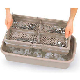 4 Compartment W/ Handles & Half Tub, Beige, 24-1/2" X 13-3/8" X 5-1/4"