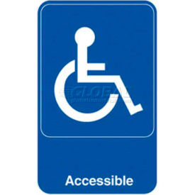 Accessible Sign, Blue With White Print, 6" X 9"