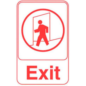 Exit Sign, White With Red Print, 6" X 9"
