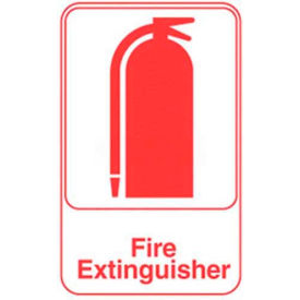 Fire Extinguisher Sign, White With Red Print, 6" X 9"