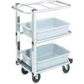 Cantilever Bussing Cart, 3-Shelf, Chrome