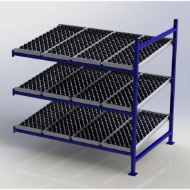 Flow Cell Heavy Duty Gravity Rack w/ wheelbed Add-On, 3 Level, 72"W x 48"D x 72"H