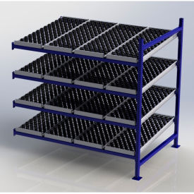 Flow Cell Heavy Duty Gravity Rack w/ wheelbed Add-On, 4 Level, 72"W x 48"D x 72"H