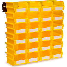 LocBin Wall Storage with 24 Bins & 24 Rails, 5-3/8"Lx4-1/8"Wx3"H, Yellow, Polypropylene