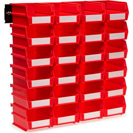 LocBin Wall Storage w/ 24 Bins & 24 Rails, 5-3/8"L x 4-1/8"W x 3"H, Red, Polypropylene