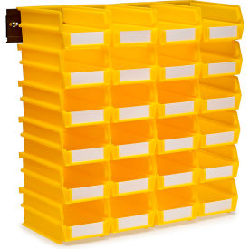 LocBin Wall Storage w/ 24 Bins & 24 Rails, 7-3/8"Lx4-1/8"Wx3"H, Yellow, Polypropylene