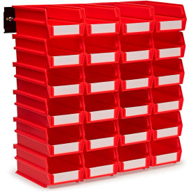 LocBin Wall Storage with 24 Bins and 24 Rails, 7-3/8"L x 4-1/8"W x 3"H, Red, Polypropylene