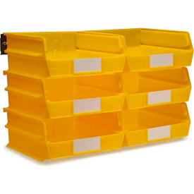 LocBin Wall Storage with 6 Bins & 6 Rails, 10-7/8"L x 11"W x 5"H, Yellow, Polypropylene