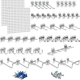 24"W x 24"H White Steel Square Hole Pegboard with 46 pc LocHooks