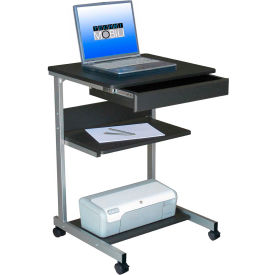 Rolling Laptop Desk with Storage, 22"W x 20"D x 31"H, Graphite