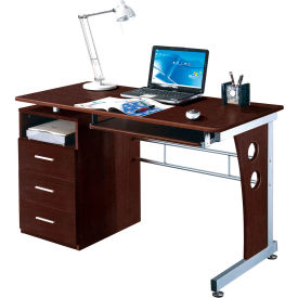 Computer Desk With Ample Storage, 47-1/2"W x 23"D x 30"H, Chocolate