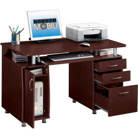 Complete Computer Workstation Desk with Storage, Chocolate