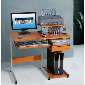 Complete Computer Workstation Desk, 37-3/4"W x 22"D x 35-1/4"H, Wood Grain