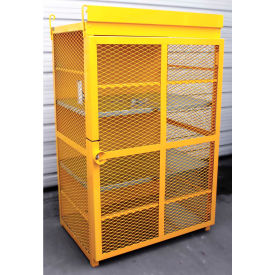 Capacity 20 Lbs Cylinders Heavy Duty Steel Gas Cylinder Cage 44"Wx30"Dx70"H Yellow, Manual Close