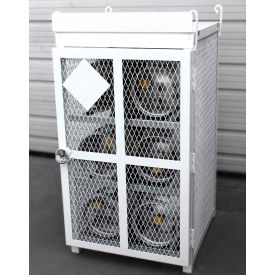 Capacity 33 Lbs Cylinders Heavy Duty Steel Gas Cylinder Cage 36"Wx36"Dx60"H White, Manual Close