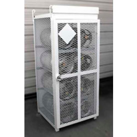 Capacity 33 Lbs Cylinders Heavy Duty Steel Gas Cylinder Cage 30"Wx30"Dx70"H White, Manual Close