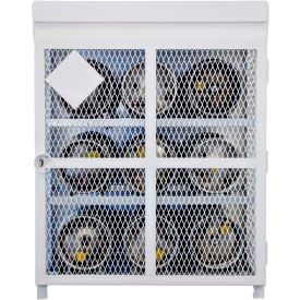 Capacity 33 Lbs Cylinders Heavy Duty Steel Gas Cylinder Cage 44"Wx30"Dx53"H White, Manual Close