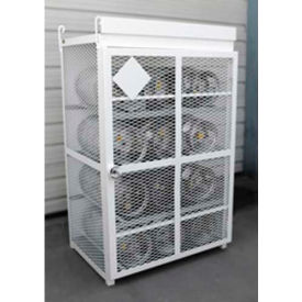 12 Capacity 33 Lbs Cylinders Gas Cylinder Cage 48" x 36" x 76" White, Manual Close