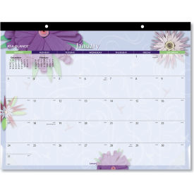 Paper Flowers Desk Pad, Floral Artwork, 22 x 17, Clear Corners, Jan to Dec, 2025