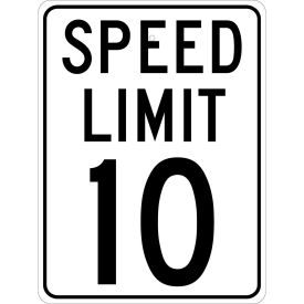 TM18J Traffic Sign, 10 MPH Speed Limit Sign, 24" X 18", White/Black