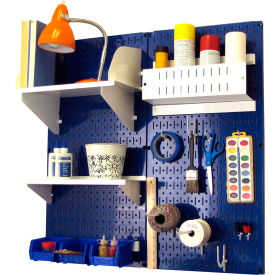 Pegboard Hobby Craft Organizer Storage Kit, Blue/White, 32" X 32" X 9"