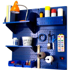 Pegboard Hobby Craft Organizer Storage Kit, Blue, 32" X 32" X 9"