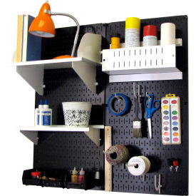 Pegboard Hobby Craft Organizer Storage Kit, Black/White, 32" X 32" X 9"