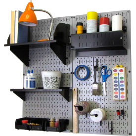 Pegboard Hobby Craft Organizer Storage Kit, Gray/Black, 32" X 32" X 9"