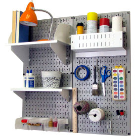 Pegboard Hobby Craft Organizer Storage Kit, Gray/White, 32" X 32" X 9"