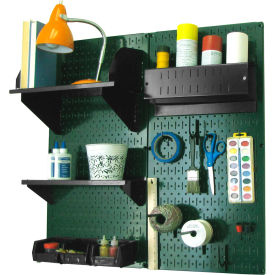Pegboard Hobby Craft Organizer Storage Kit, Green/Black, 32" x 32" x 9"