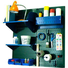 Pegboard Hobby Craft Organizer Storage Kit, Green/Blue, 32" X 32" X 9"