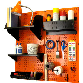 Pegboard Hobby Craft Organizer Storage Kit, Orange/Black, 32" X 32" X 9"