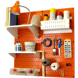 Pegboard Hobby Craft Organizer Storage Kit, Orange/White, 32" X 32" X 9"