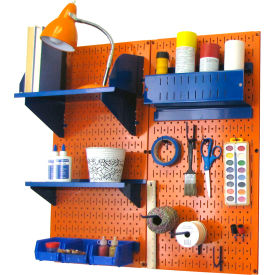 Pegboard Hobby Craft Organizer Storage Kit, Orange/Blue, 32" X 32" X 9"