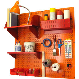 Pegboard Hobby Craft Organizer Storage Kit, Orange/Red, 32" X 32" X 9"