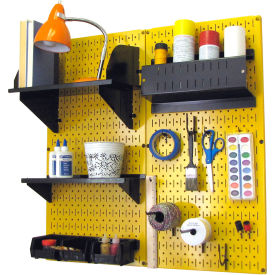 Pegboard Hobby Craft Organizer Storage Kit, Yellow/Black, 32" X 32" X 9"
