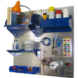 Pegboard Hobby Craft Organizer Storage Kit, Galvanized Blue, 32" X 32" X 9"