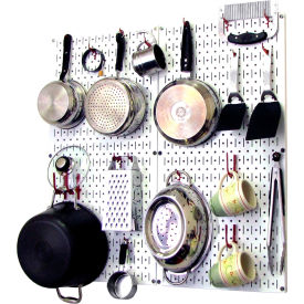 Kitchen Pegboard Pack Storage & Organization Kit, White/Red, 32" X 32" X 6"