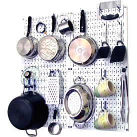 Kitchen Pegboard Pack Storage & Organization Kit, White/Blue, 32" X 32" X 6"