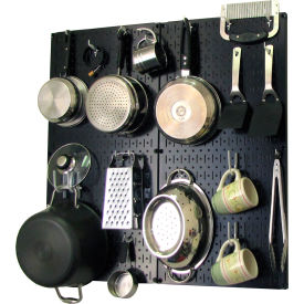 Kitchen Pegboard Pack Storage & Organization Kit, Black/White, 32" X 32" X 6"