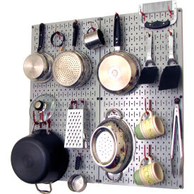 Kitchen Pegboard Pack Storage & Organization Kit, Gray/Red, 32" X 32" X 6"