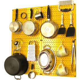 Kitchen Pegboard Pack Storage & Organization Kit, Yellow/White, 32" X 32" X 6"
