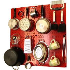 Kitchen Pegboard Pack Storage & Organization Kit, Red/White, 32" X 32" X 6"