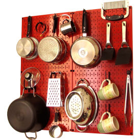 Kitchen Pegboard Pack Storage & Organization Kit, Red/Black, 32" X 32" X 6"