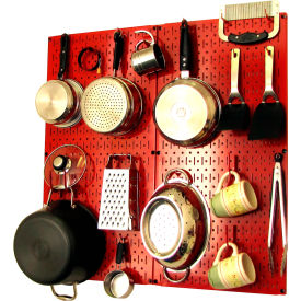 Kitchen Pegboard Pack Storage & Organization Kit, Red, 32" X 32" X 6"